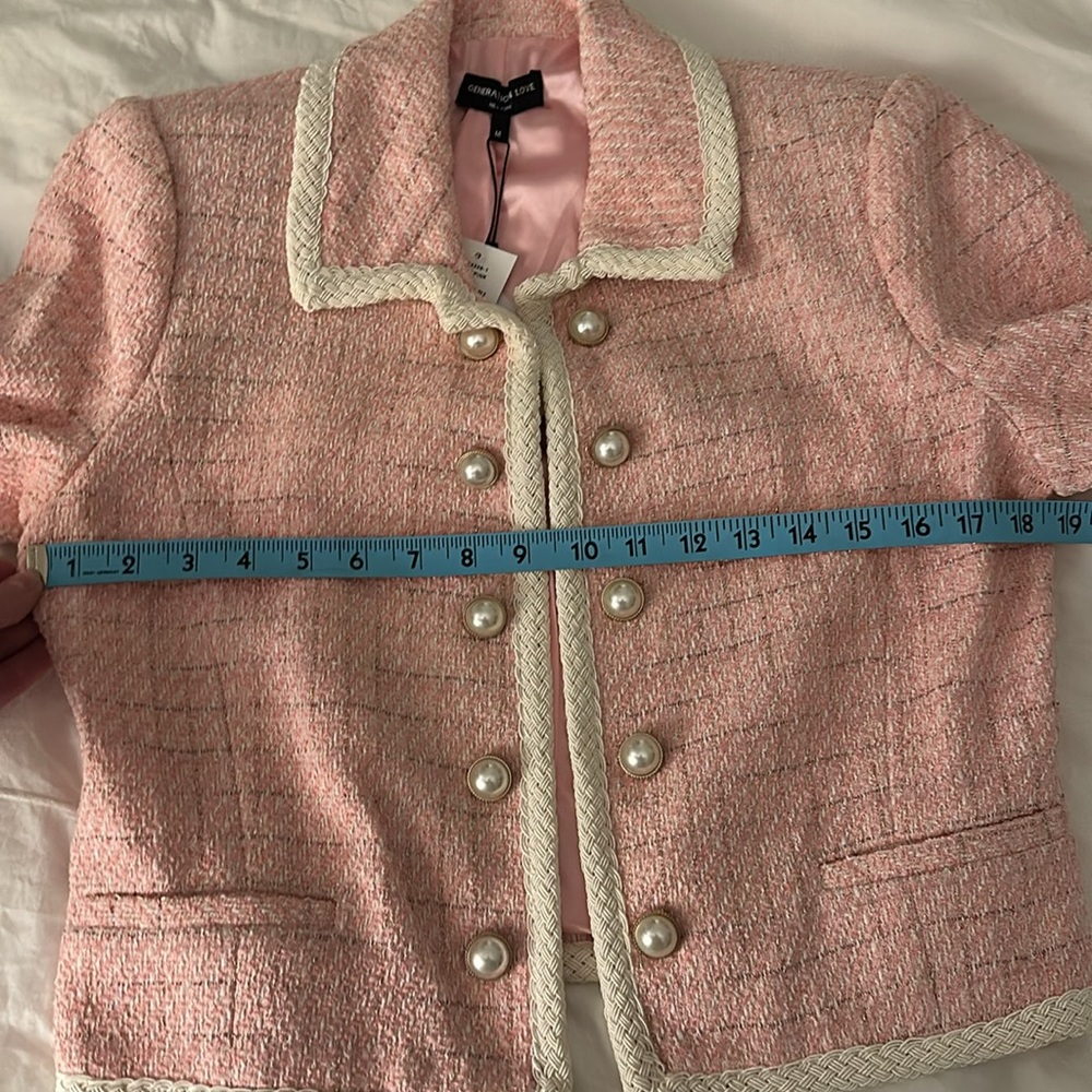 NWT Generation Love 💕 Pink Tweed Lenore Jacket with Pearl Buttons - size Medium - Picture 7 of 10